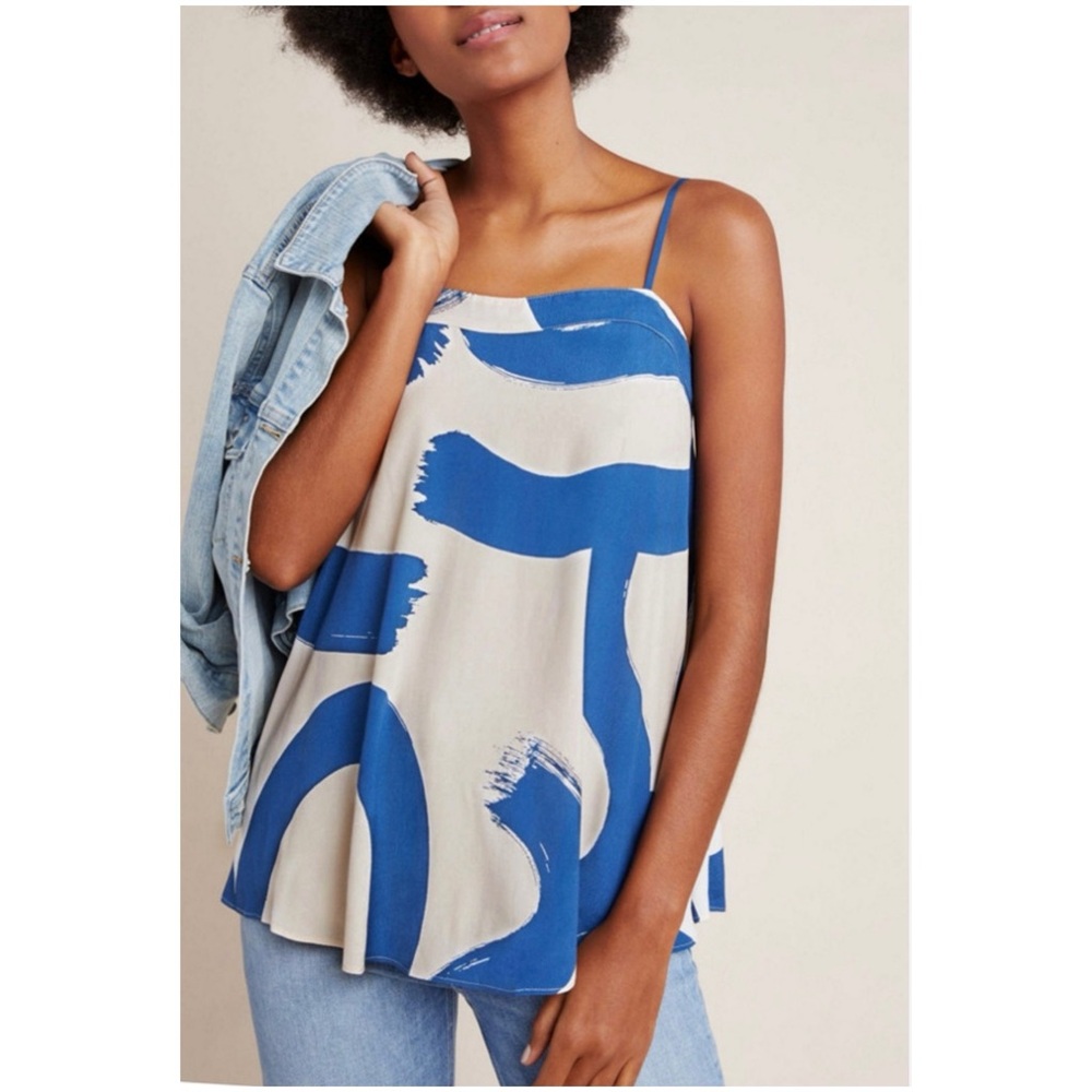 Anthropologie Blue and White Strappy Top